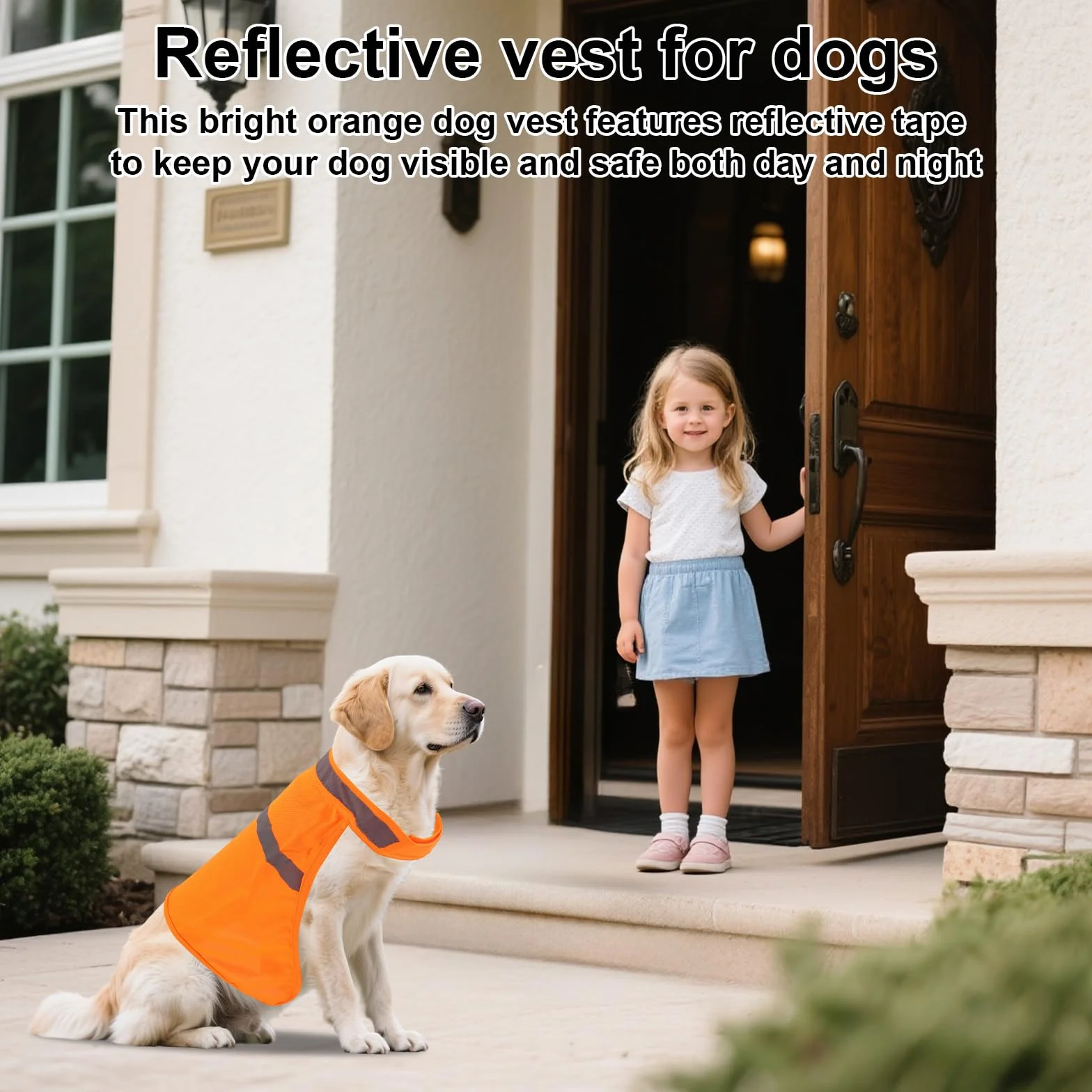 Gilet Réfléchissant pour Chien, Petite Taille, Orange Vif, Haute Visibilité, pour Extérieur Jogging Chasse