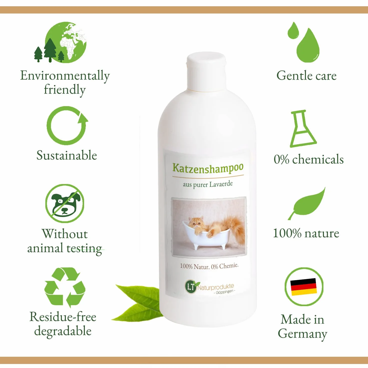 Shampoing pour Chat Bio Hypoallergénique Anti-démangeaisons au Ghassoul Marocain 500 ML