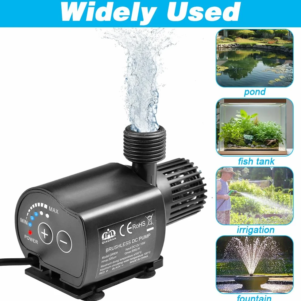 Pompe à eau 12V 800 l/h 5 vitesses 5 m pour bassin aquarium fontaine