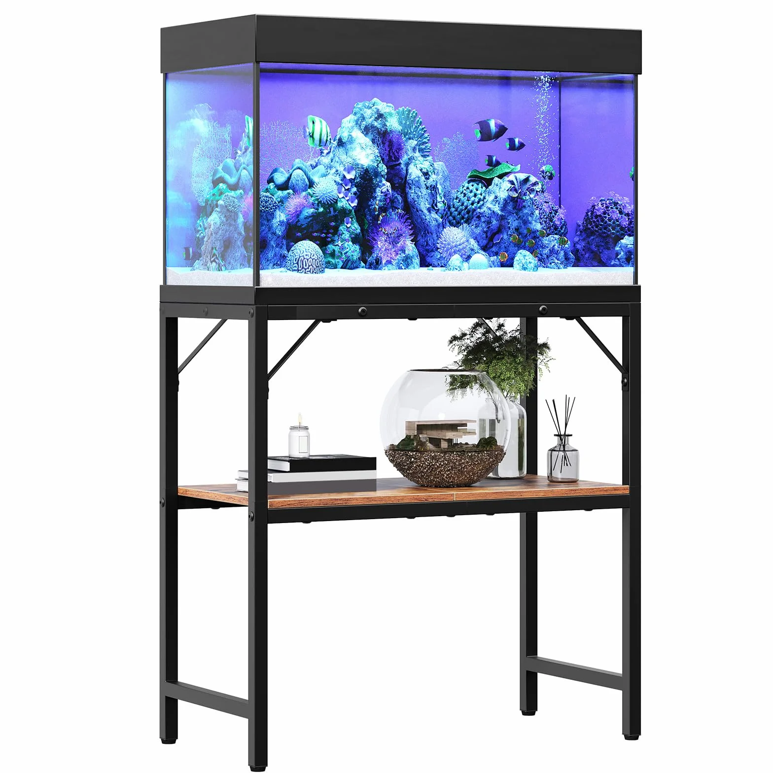Meuble d'aquarium 20 L, Support 2 étages 204 kg 61x30x62 cm Marron