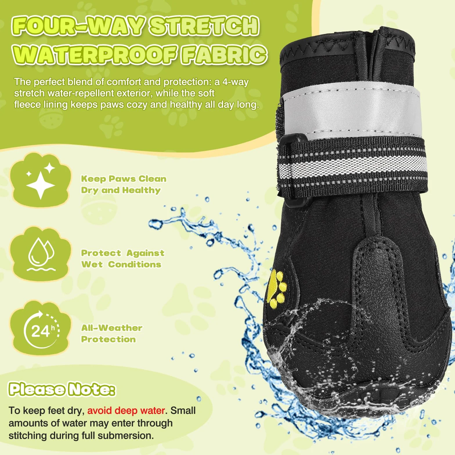 Chaussures de Chien Imperméables avec Sangles Réfléchissantes et Semelle Antidérapante pour Moyen Grand Chien (5#)