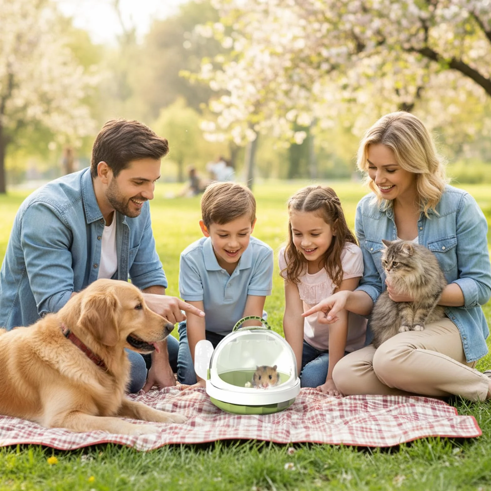 Cage de Transport Portable pour Hamster, Transporteur pour Petits Animaux avec Aérations et Bouteille d'Eau Amovible