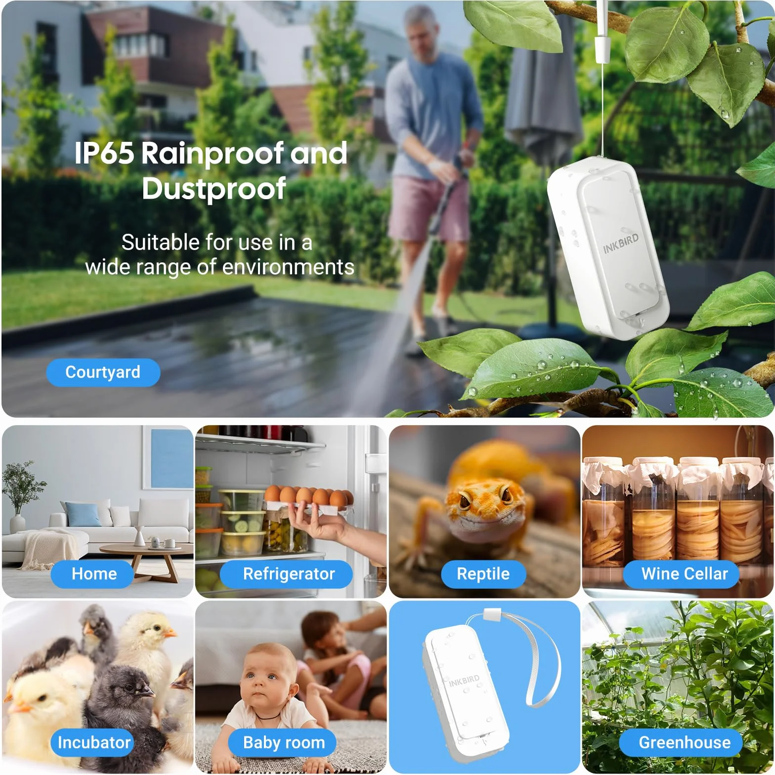 INKBIRD ITH-11-B Thermomètre Hygromètre Bluetooth et IBS-M2S-B Passerelle WiFi Combinaison, Enregistreur Temperature Humidite Interieur Exterieur, Surveillance à Distance APP, Stockage de Données