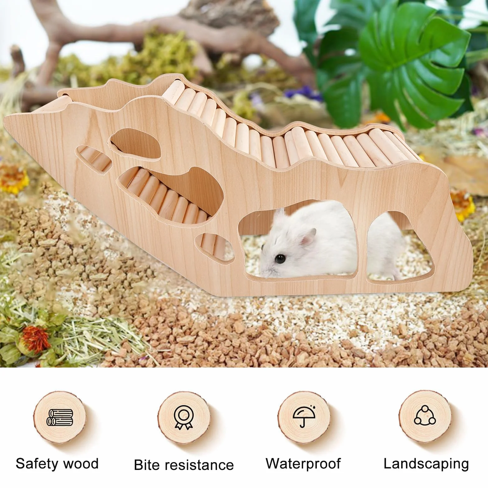Maison Cochon d'Inde Bois, Tunnel Cochon d'Inde, Cabane Cochons D'indes, Maison pour Cochons D'indes avec échelle d'escalade, Maisons Rongeur Maisons De Hamster pour Gerbilles