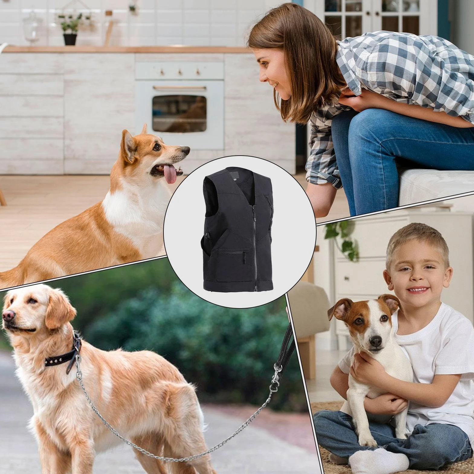 Gilet de Dressage pour Chien, Tissu de Protection avec Boutons réglables