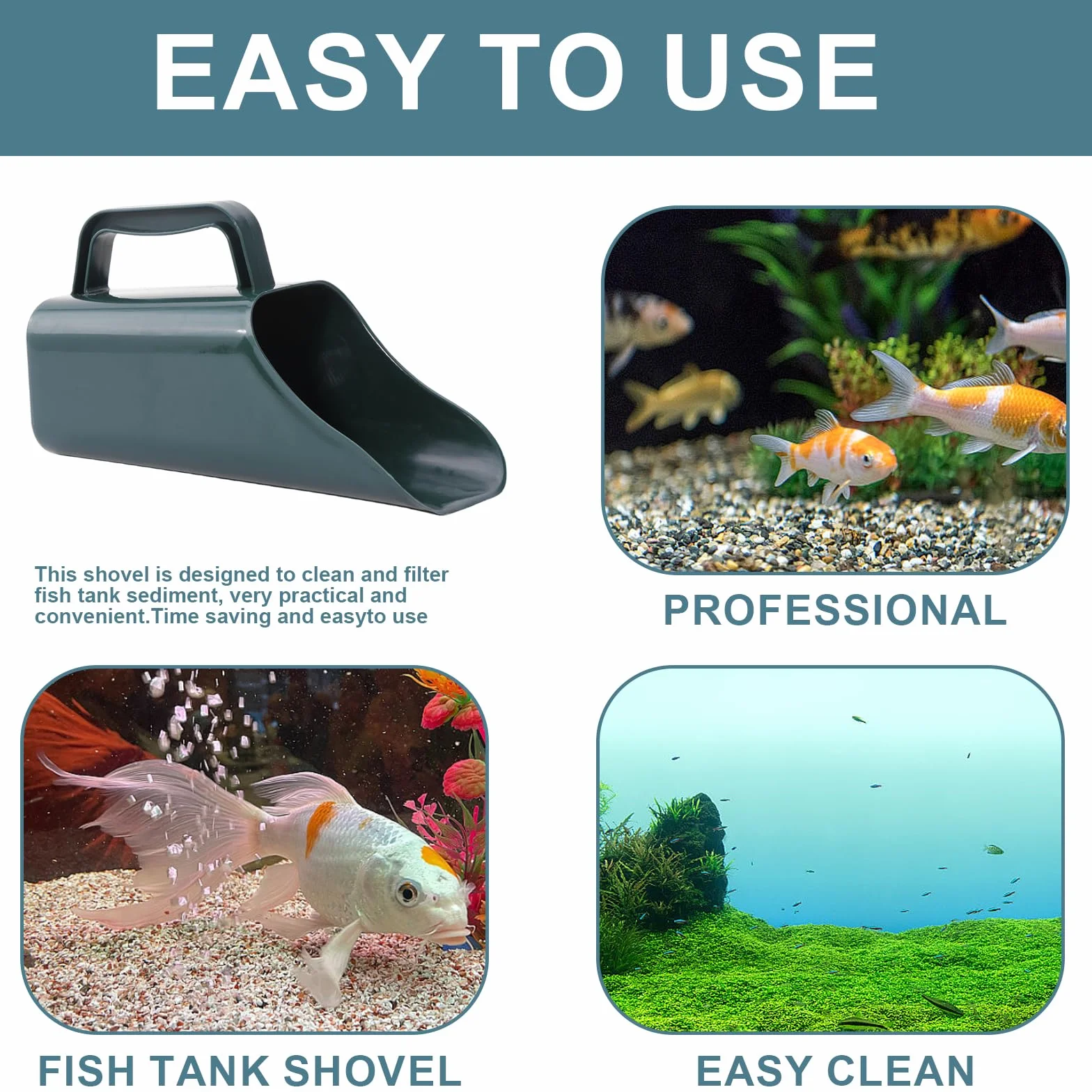 Pelle à sable ergonomique pour aquariums