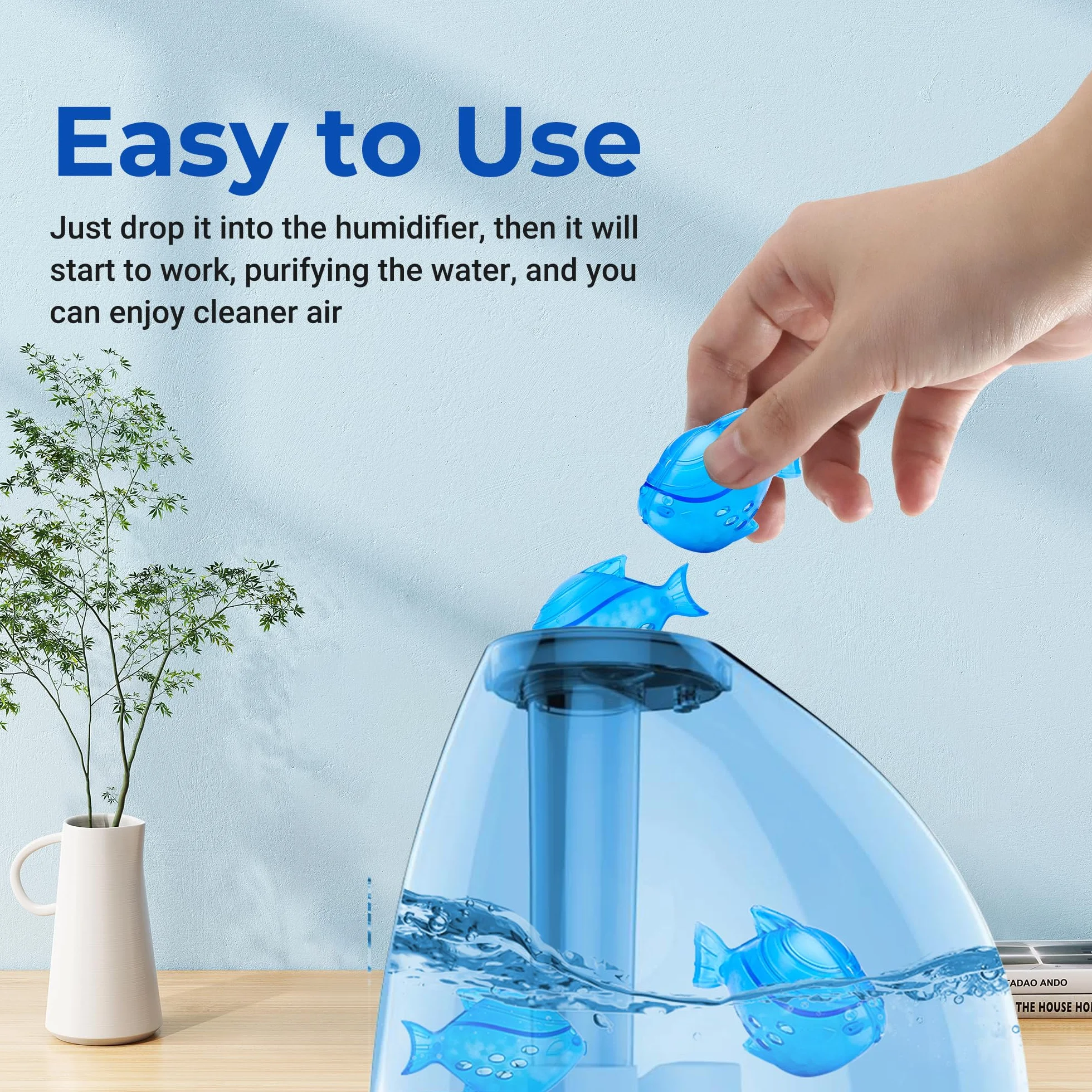 Lot de 6 humidificateurs de nettoyage pour poissons compatibles avec aquariums - Bleu