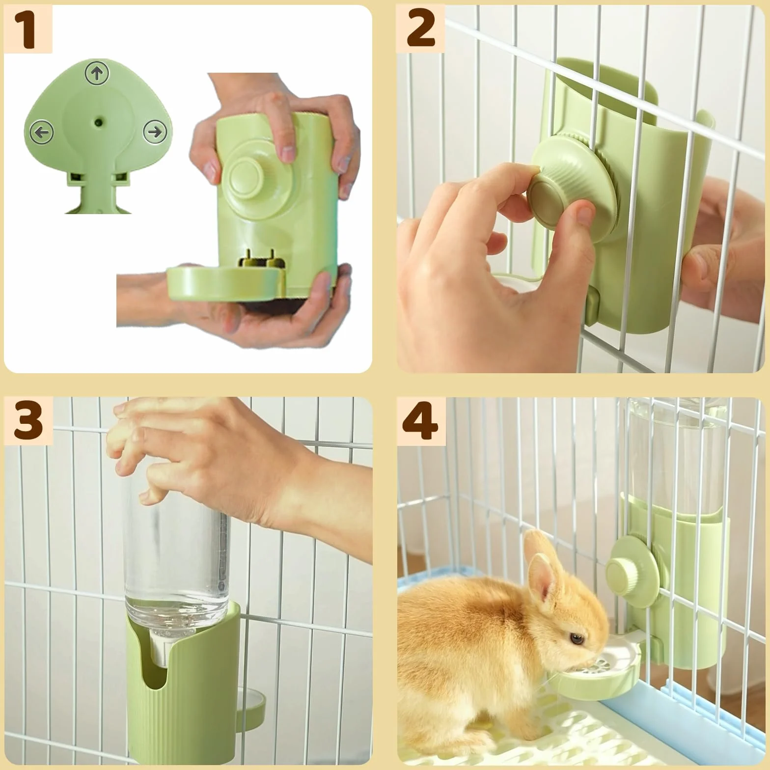 Distributeur Eau Lapin 600ML Suspendue Automatique Anti-Goutte Biberon pour Rongeurs (Vert)