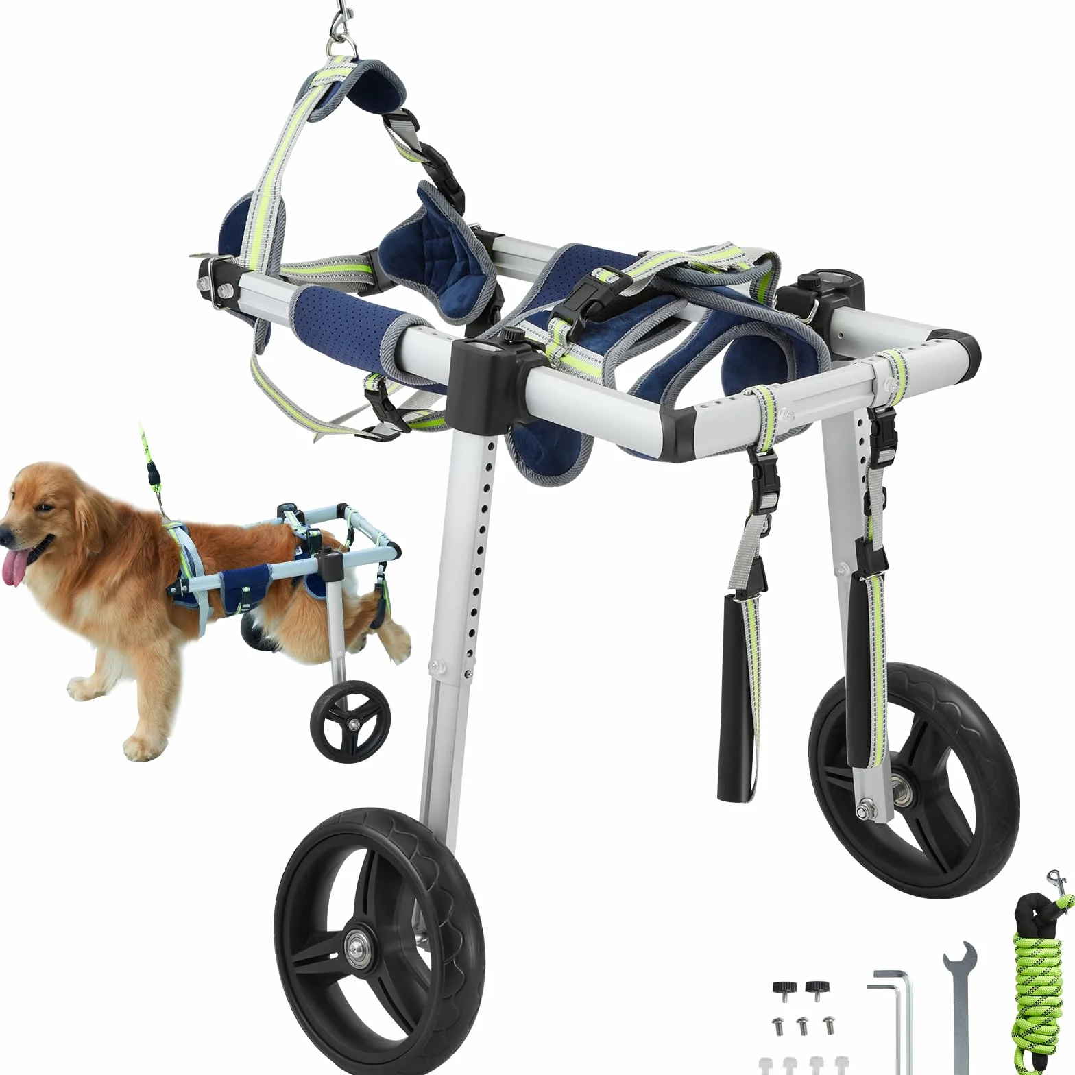 VEVOR Fauteuil Roulant pour Chien 2 Roues, Fauteuil Roulant pour Animaux de Compagnie Léger Réglable pour Guérison Membres Postérieurs