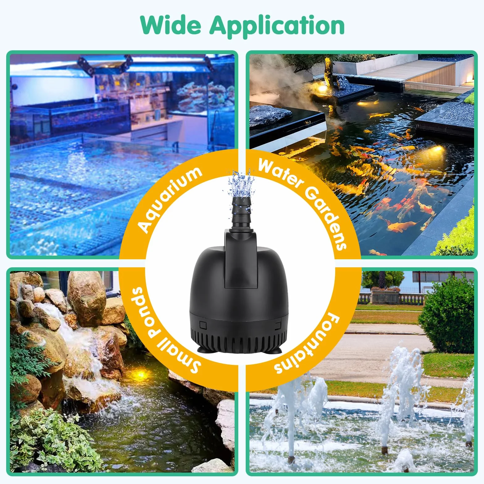 hygger Pompes à Eau pour Aquarium 1000L/H Submersible 18W avec 2 Buses
