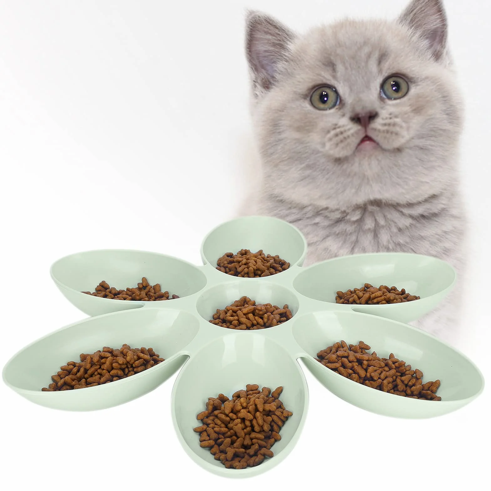 Pssopp Bol pour Chats en Forme de Pétales de Fleurs Mangeoire Multi-Chats