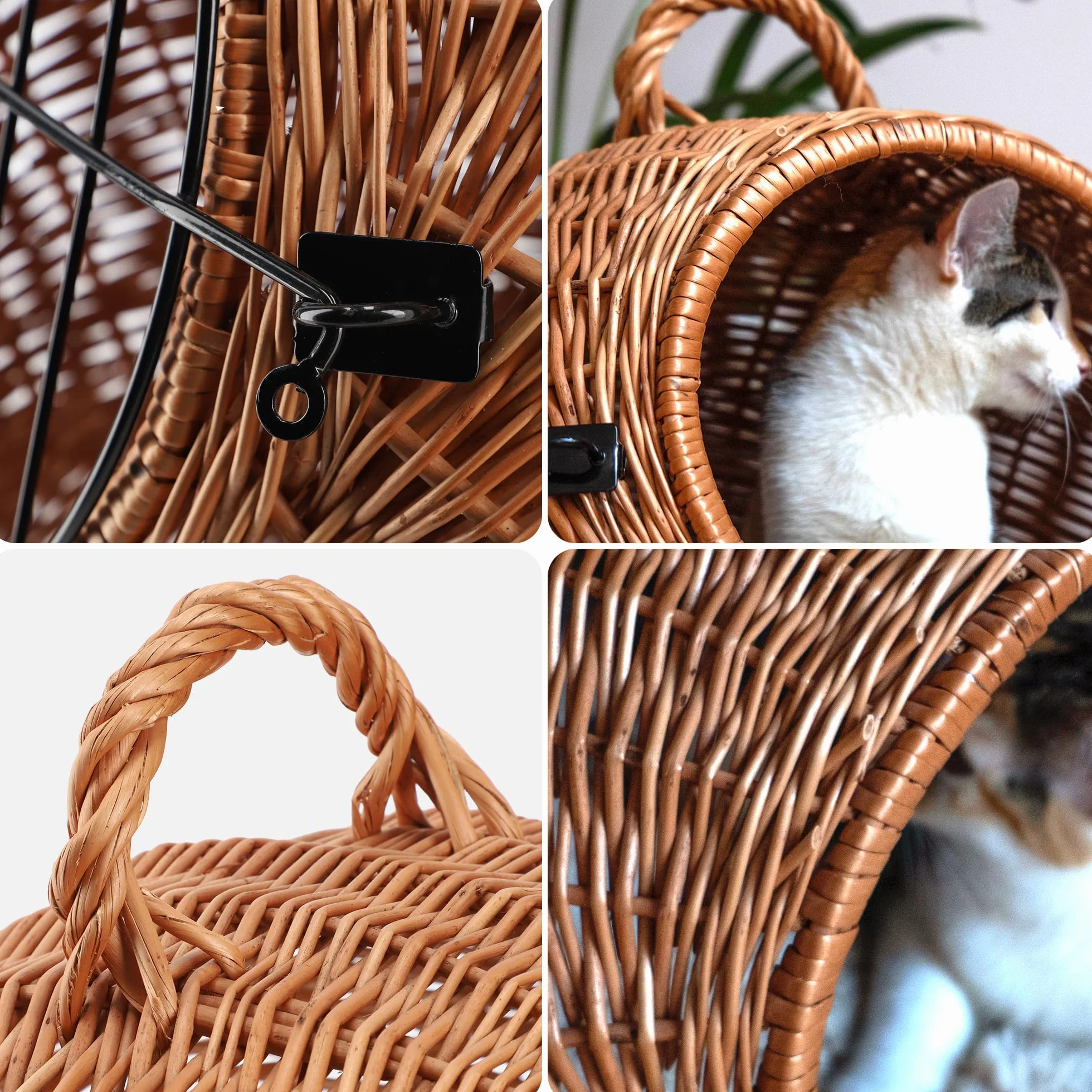 KADAX Panier de Transport pour Animaux en Osier avec Poignée et Fermeture - Chat et Animaux de Compagnie (35 x 40 cm)