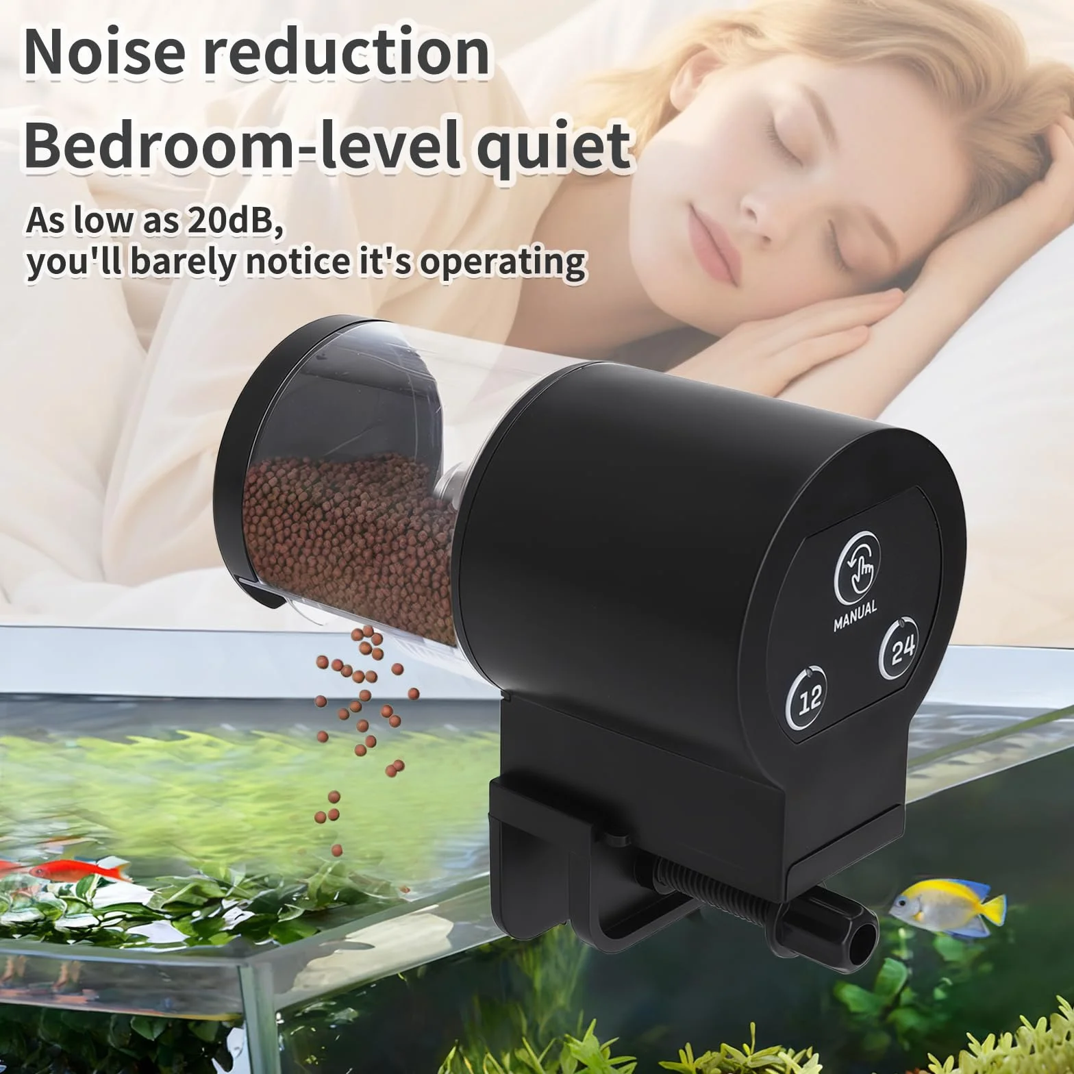 Distributeur Automatique Nourriture Poissons Aquarium 100ml 7 Niveaux Minuterie 12/24h Ultra Silencieux