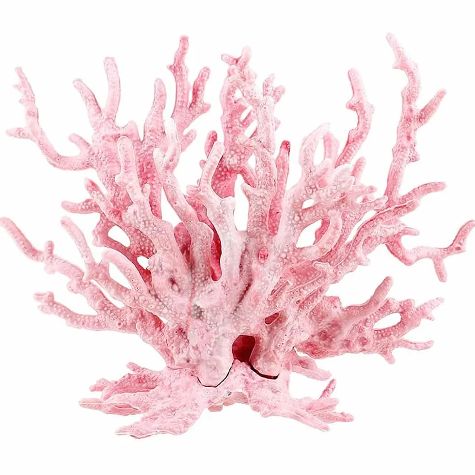 Branche de Corail en Résine Rose 17x13cm Décoration Aquarium