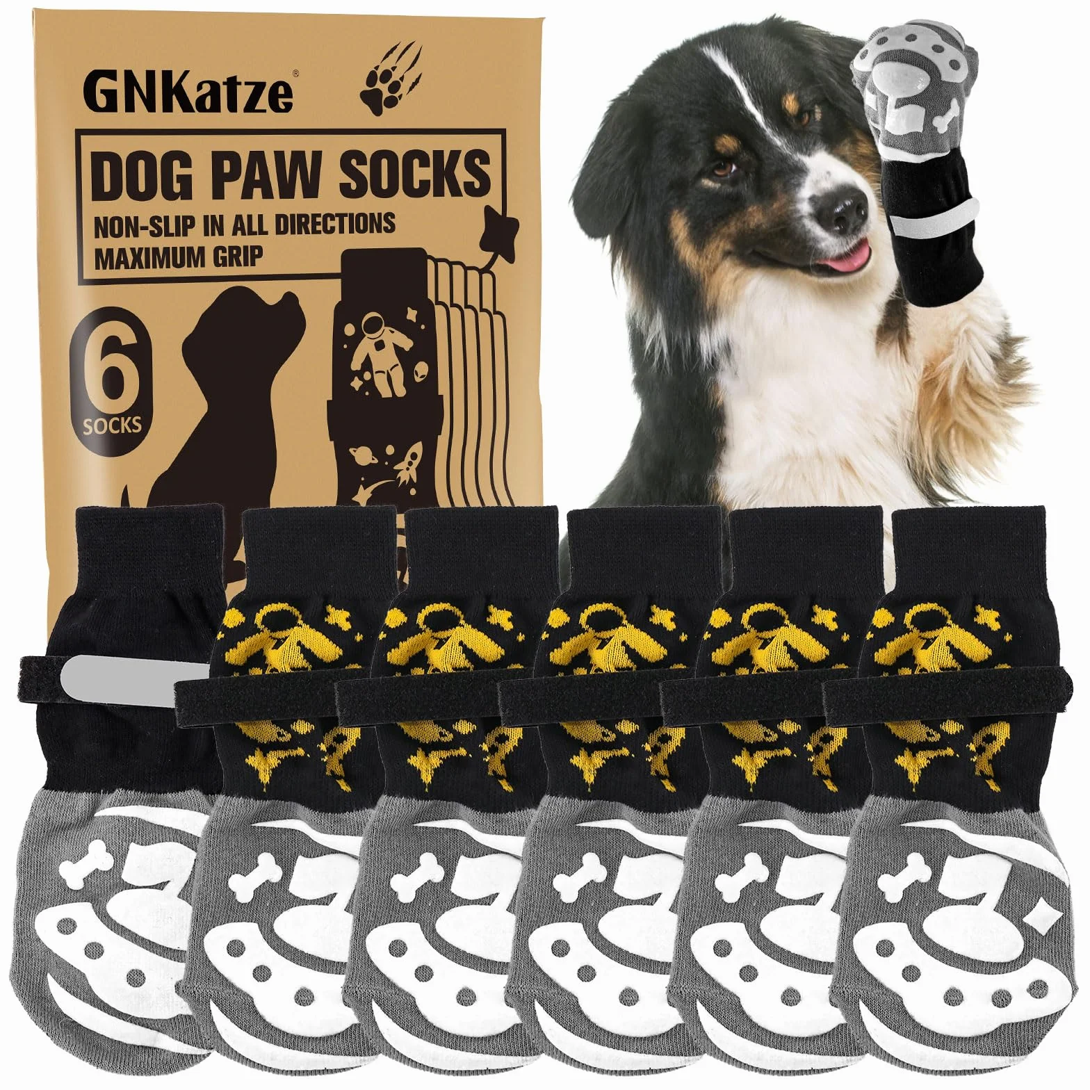Chaussettes antidérapantes pour Chien avec Double Face, Protection Pattes, Contrôle Traction Sols Bois Dur (S)