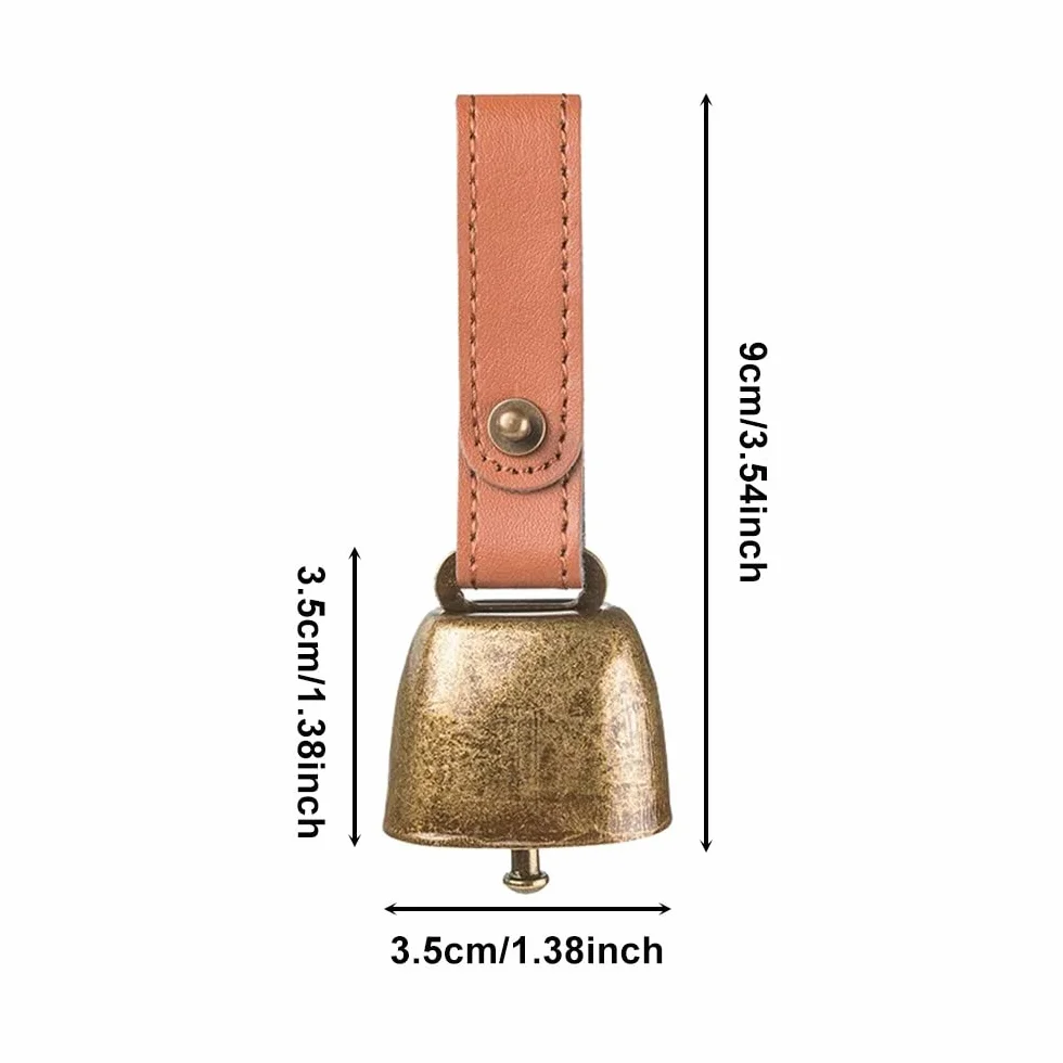 Clochettes de collier pour chien et chat en métal cuivre avec sangle cuir DONGKER