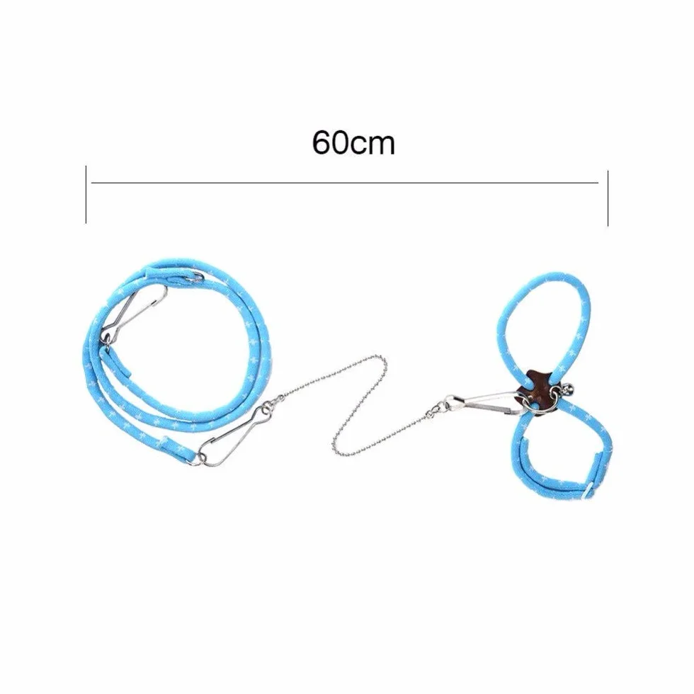 Harnais pour Hamster Réglable avec Corde et Clochette - Laisse pour Rat, Souris et Furet - Bleu