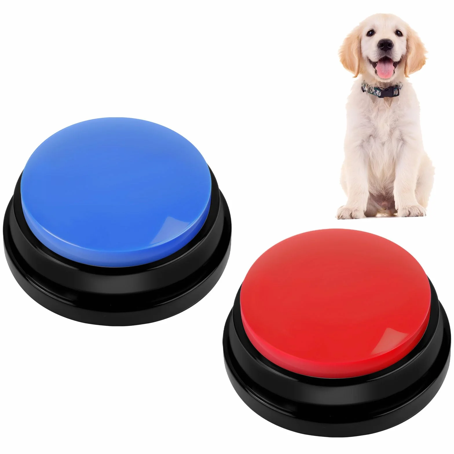 Buzzer Enregistrable Lot de 2, Boutons Parlants Sonores 30 Secondes pour Communication Animaux