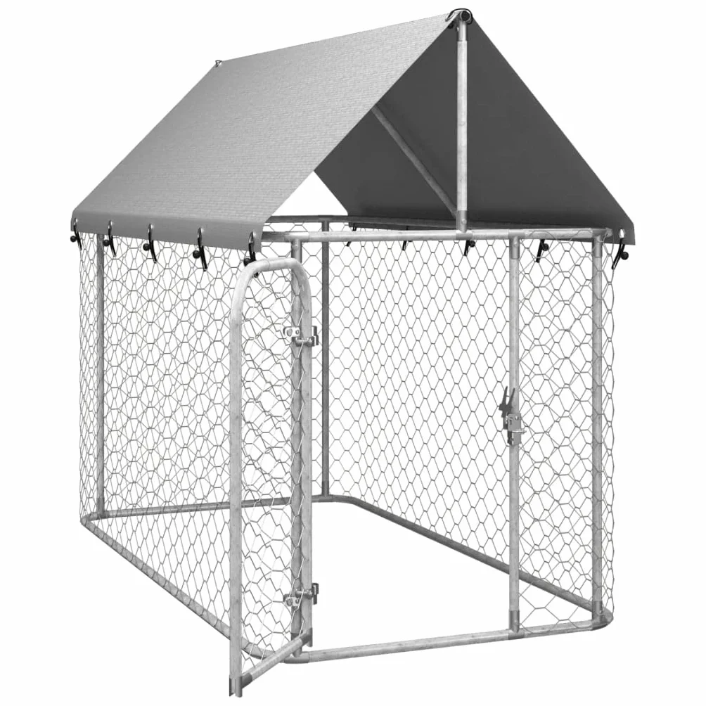 Chenil d'extérieur pour Chien en Métal avec Toit 200x100x150 cm