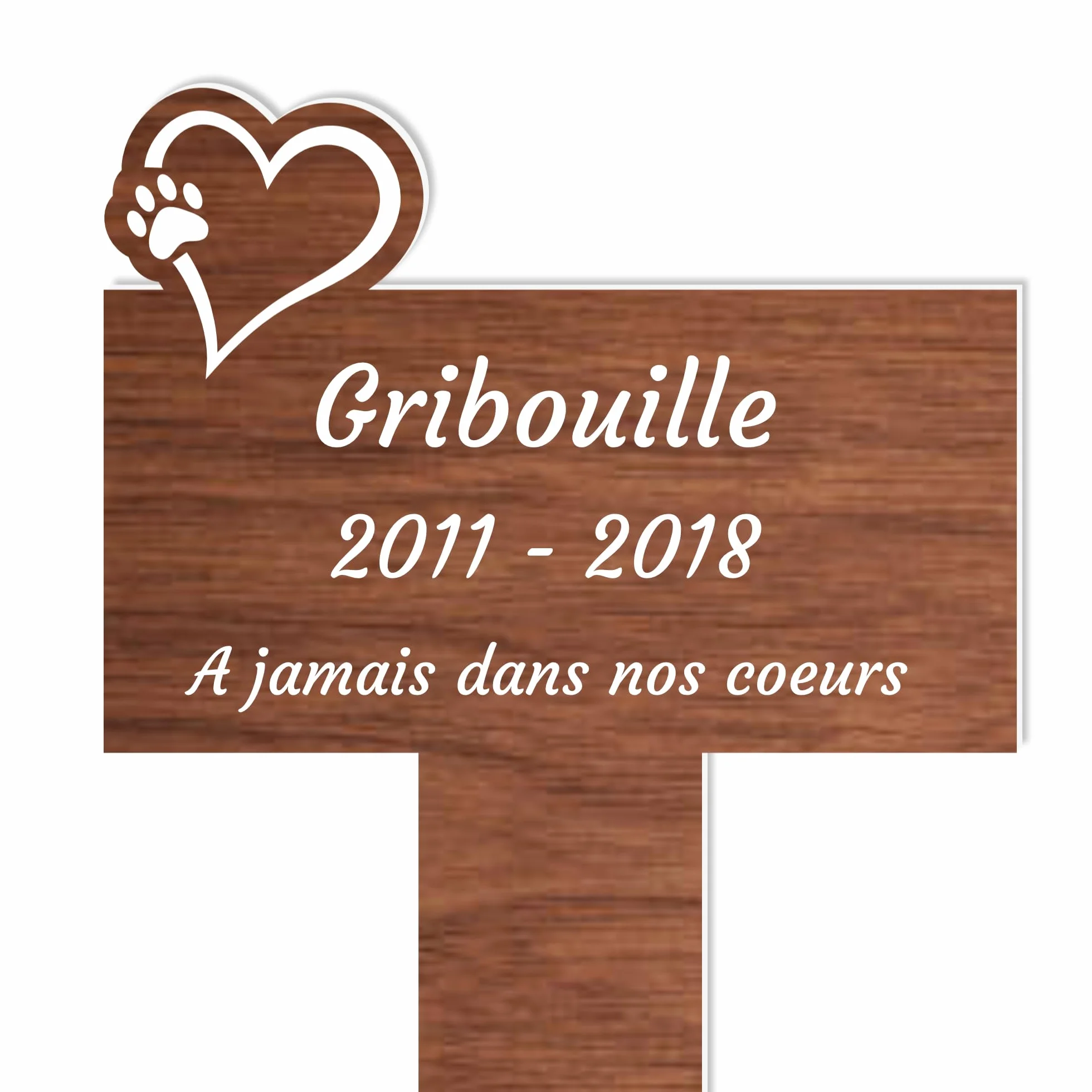 Plaque Funéraire Commémorative Personnalisée en Bois pour Chien Chat - Souvenir Animal - Texte Personnalisable Coeur