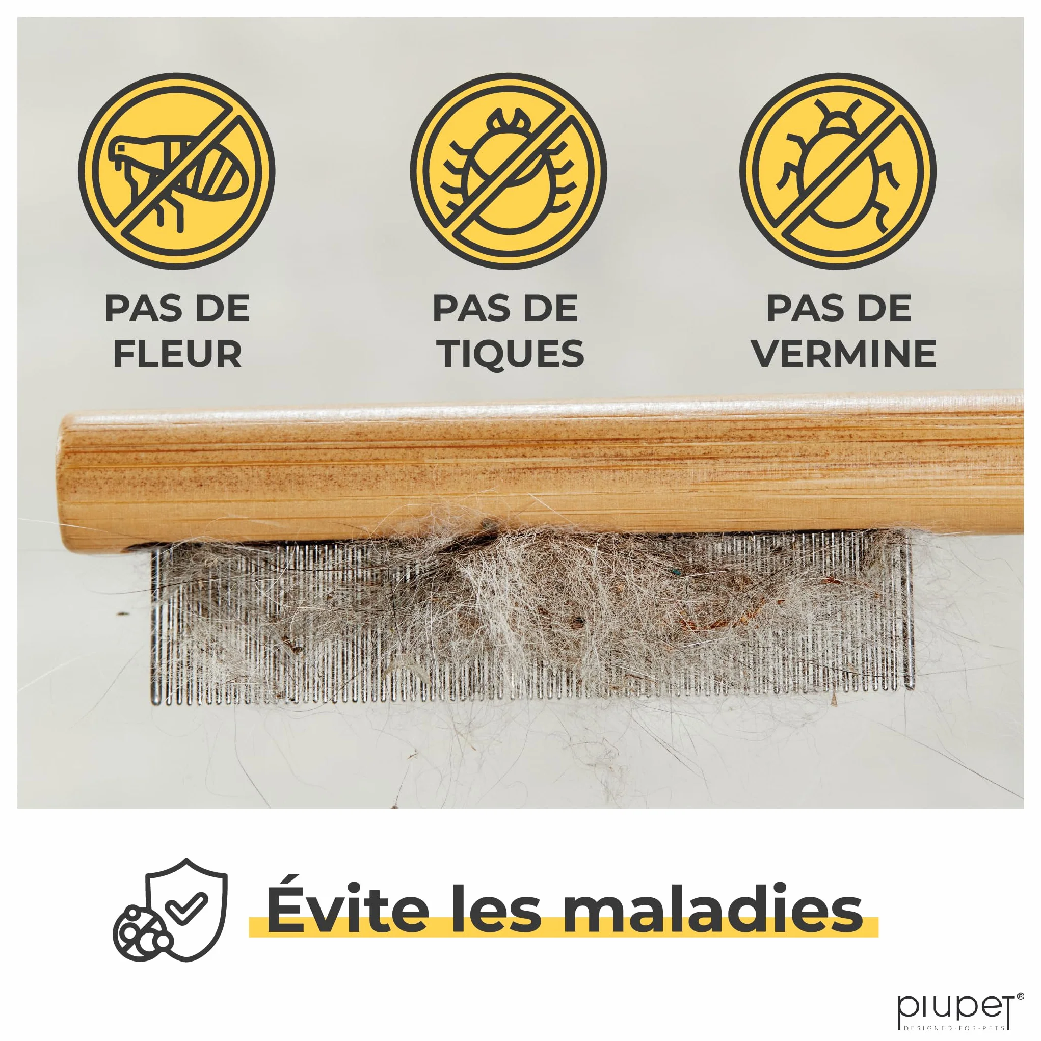 PiuPet Peigne Anti puces pour Chat Chien Brosse Anti-puces poux tiques