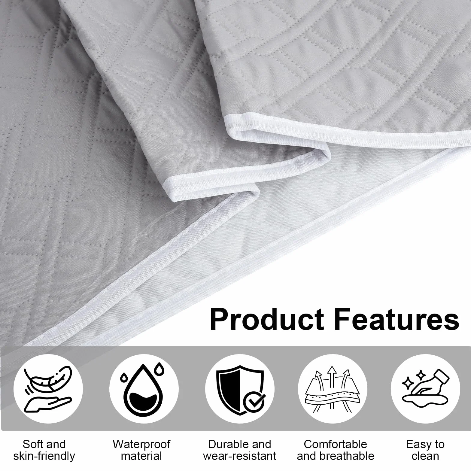 Protection de canapé imperméable 100 x 150 cm gris clair antidérapant lavable