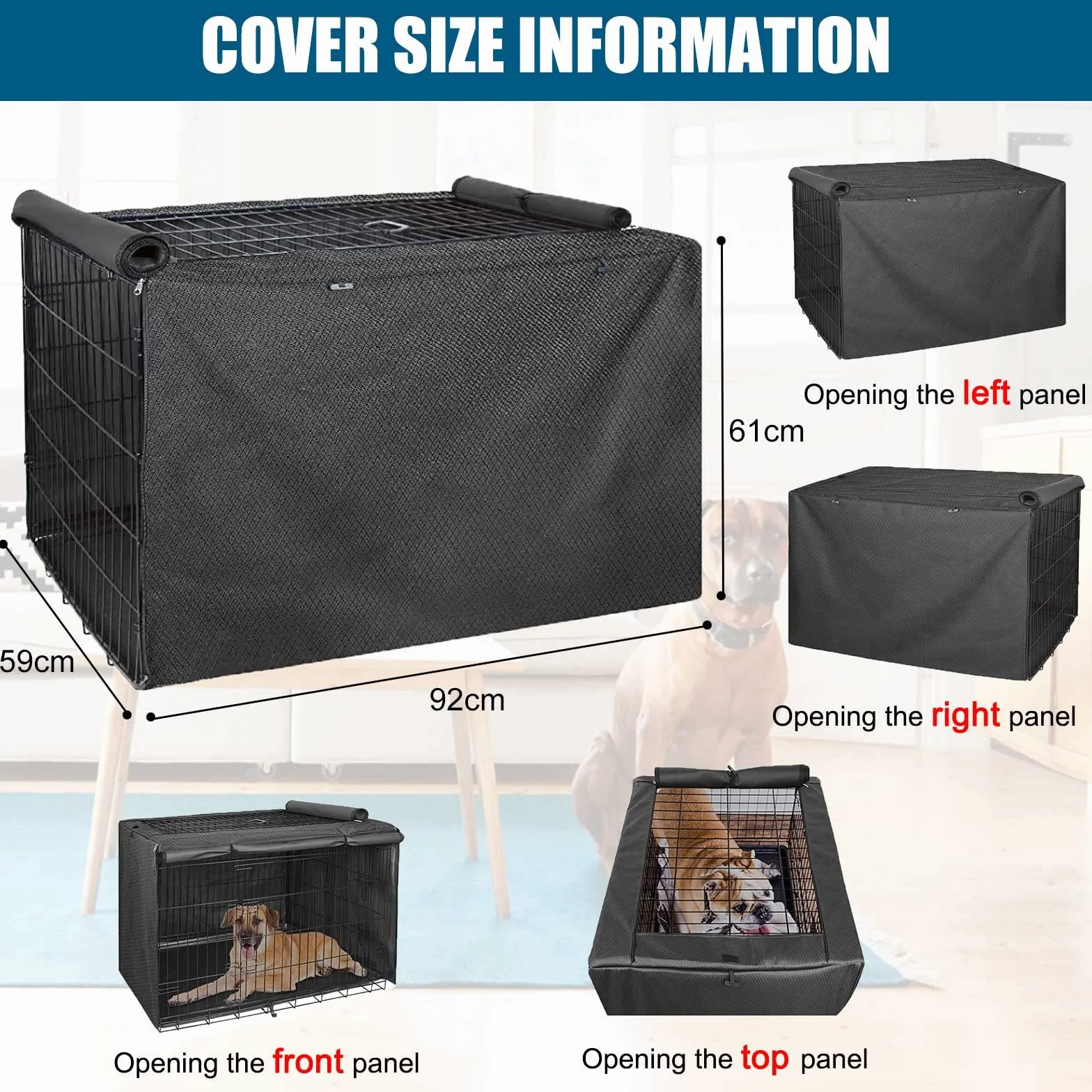 Cage Chien Protection, Tissu Oxford 420D, Multifonctionnelle, Adapte à la Plupart des Caisses