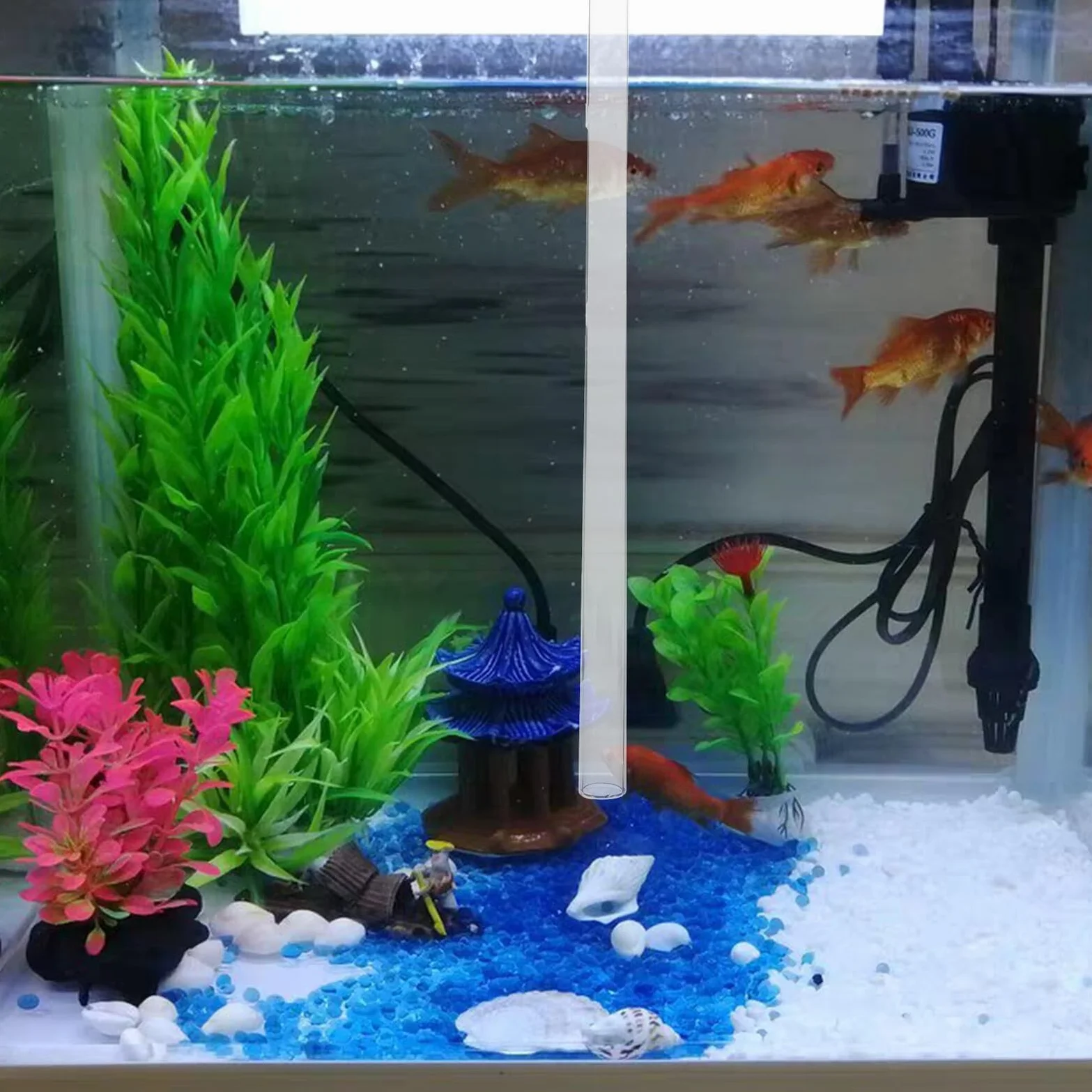 Tube D'Alimentation Transparent en Verre 40 cm Coupelle Nourrissage Crevettes pour Aquarium Planté, Distributeur de Nourriture pour Poissons et Crevettes