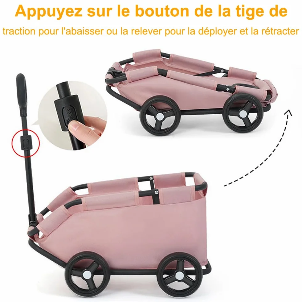 OHMG Poussette pour chien pliable 4 roues chariot coussin lavable 10 kg design ouvert