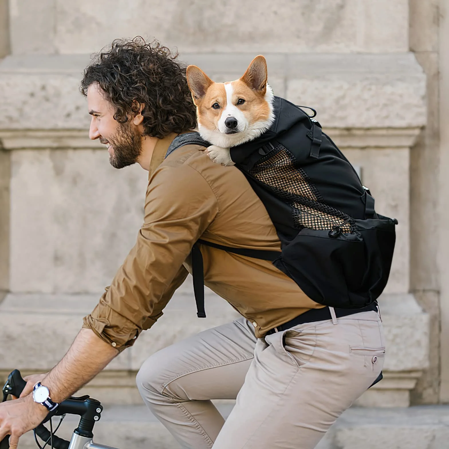 Galatée Sac à Dos Pour Chien, Portable Réglable et Ventilé, Pour Animal De Compagnie, Marcher En Escalade En Plein Air (XL, Le Noir)