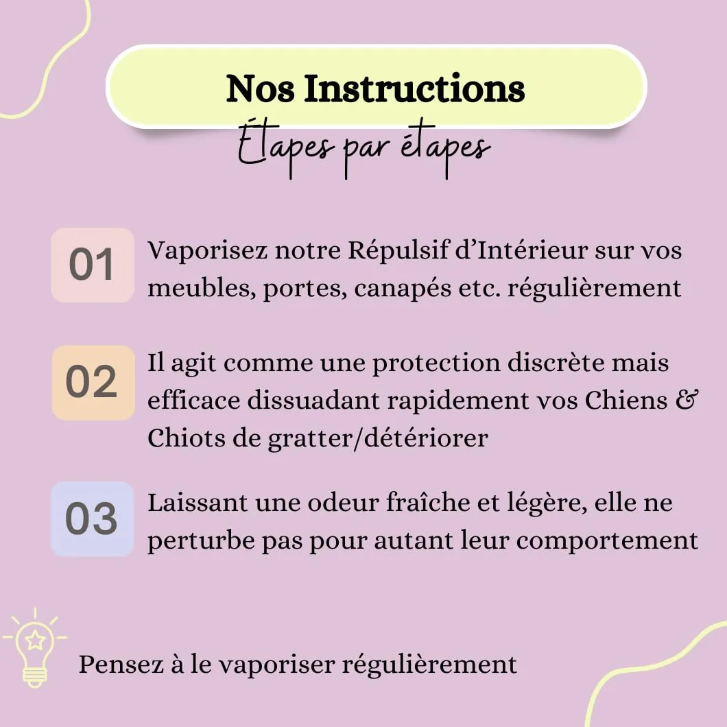 Spray Répulsif Intérieur Anti-griffes Chiens Chiots Naturel Végétal Eau Lavande Bio Huiles Essentielles Bio 100% Français
