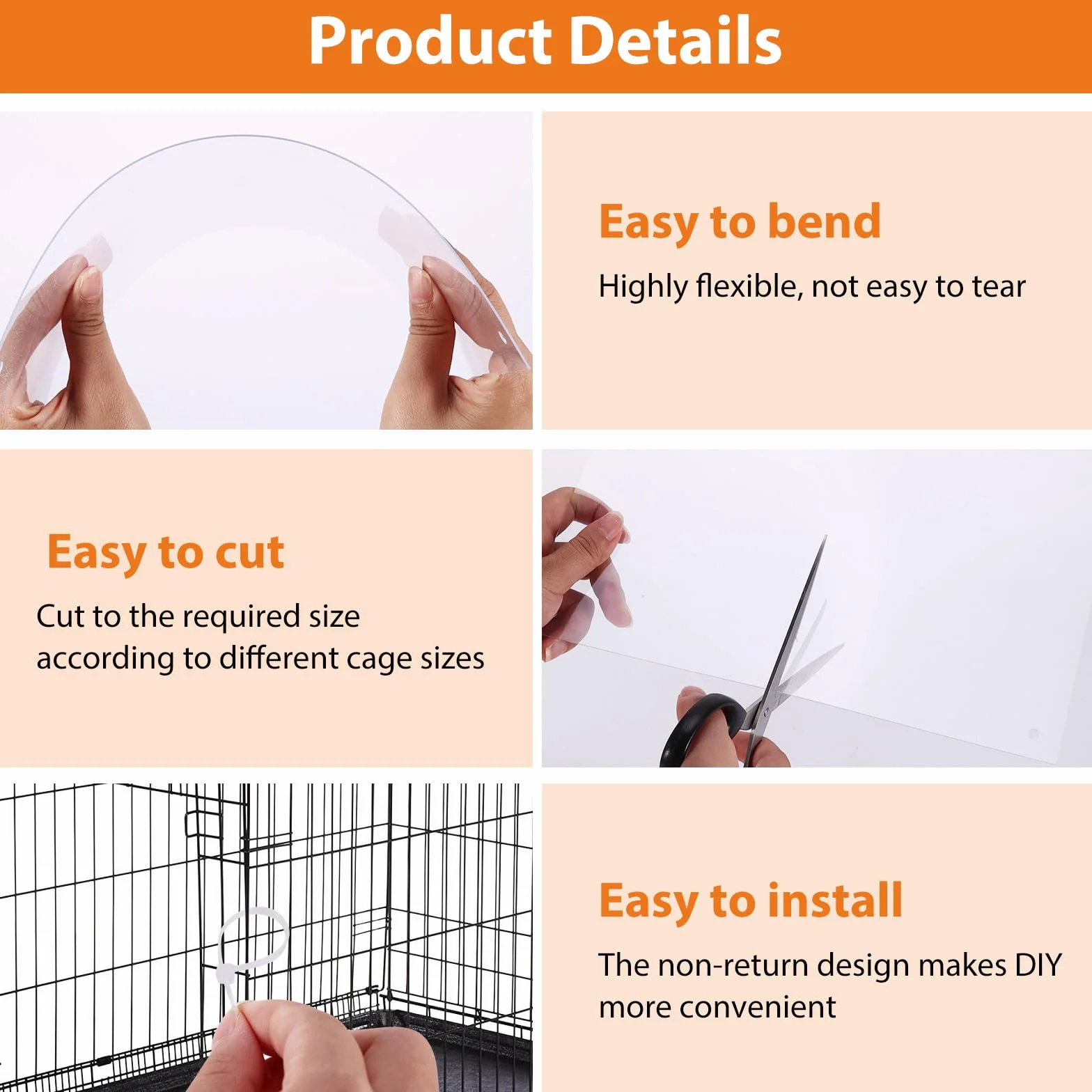 Lot de 12 protections de cage pour animal de compagnie, protection des bords transparents, 25,4 x 21,6 cm