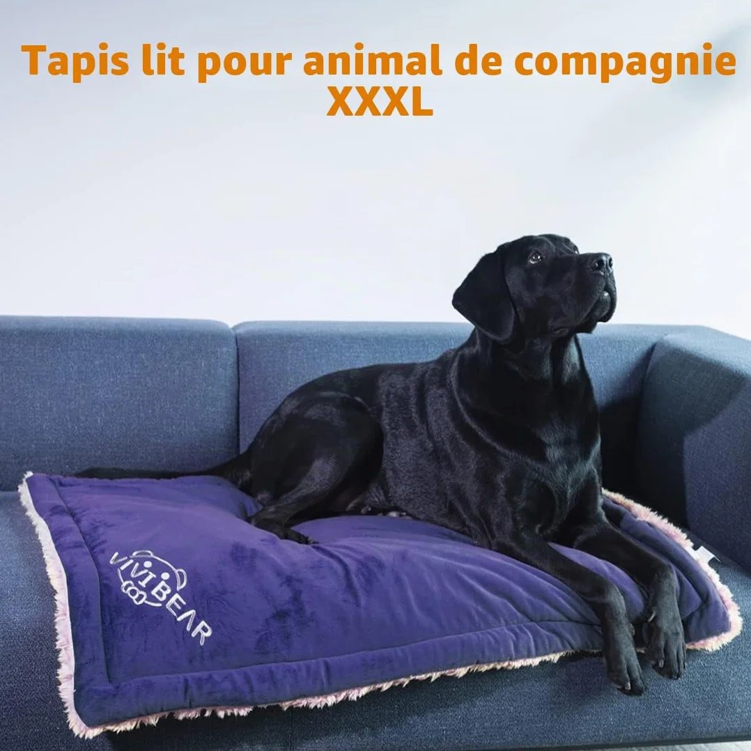Matelas pour Chien Réversible Lavable 110x70cm Bleu