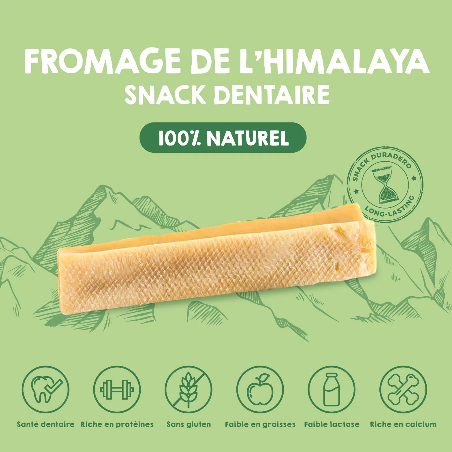 Fromage de Yak pour Chien Mastication Naturel Longue Durée Soin Dentaire Himalaya Pack 3 Taille M 10-15 kg