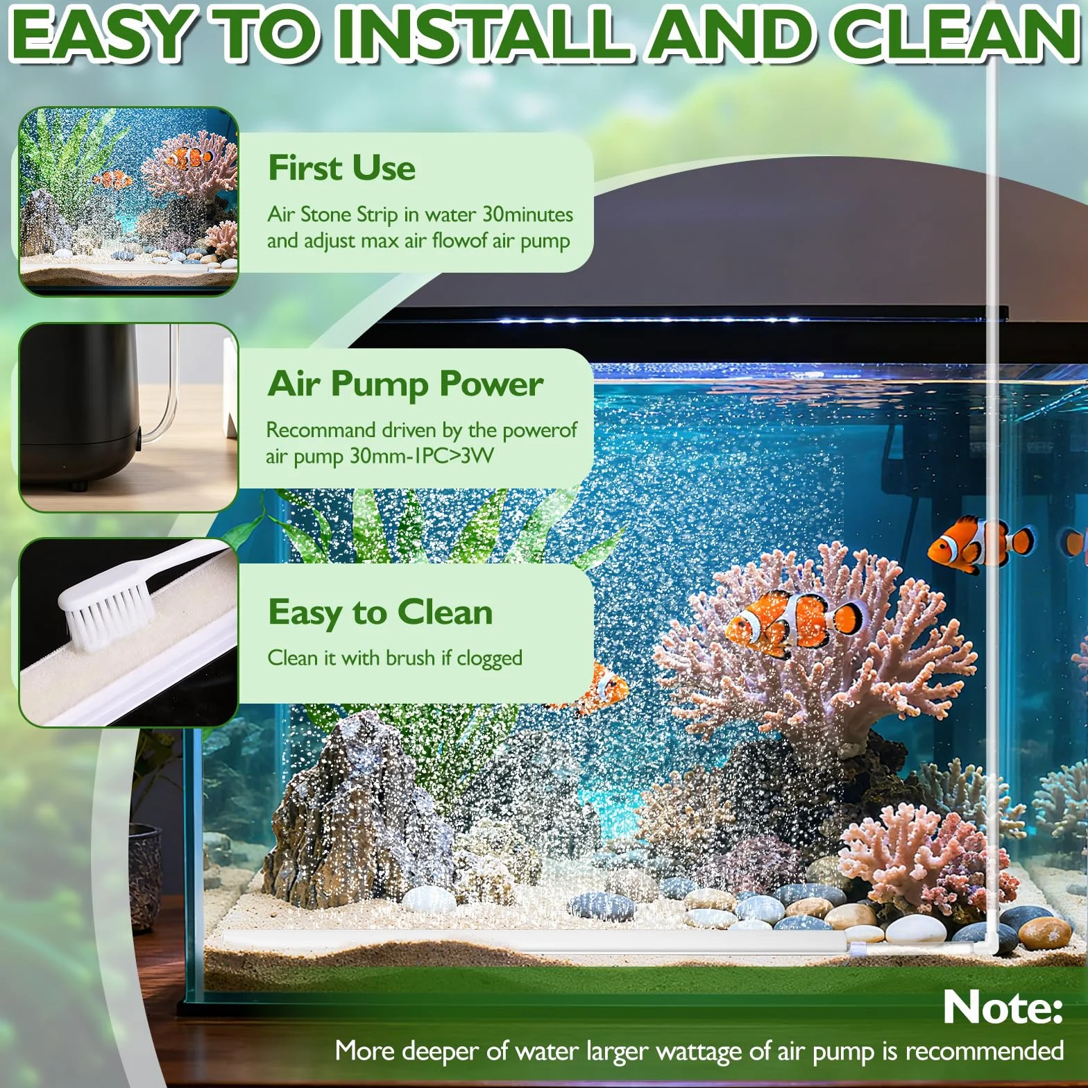 Hainue Bulleur Aquarium Silencieux, Diffuseur Air avec Tuyau, Pierre à Oxygène pour Étang, Bandes d'Oxygène à Petites Bulles Nano (30cm)