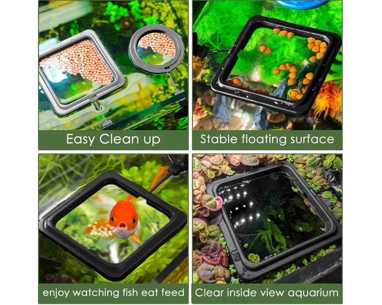 Lot de 2 anneaux flottants pour aquarium Noir avec ventouse