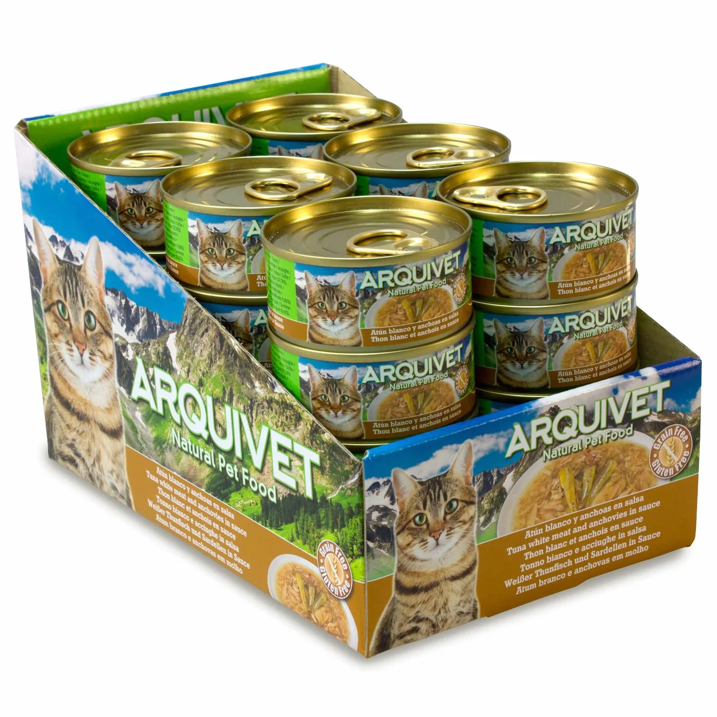 ARQUIVET Pack 24 unités Thon blanc et anchois en sauce 80g Aliments humides pour chats