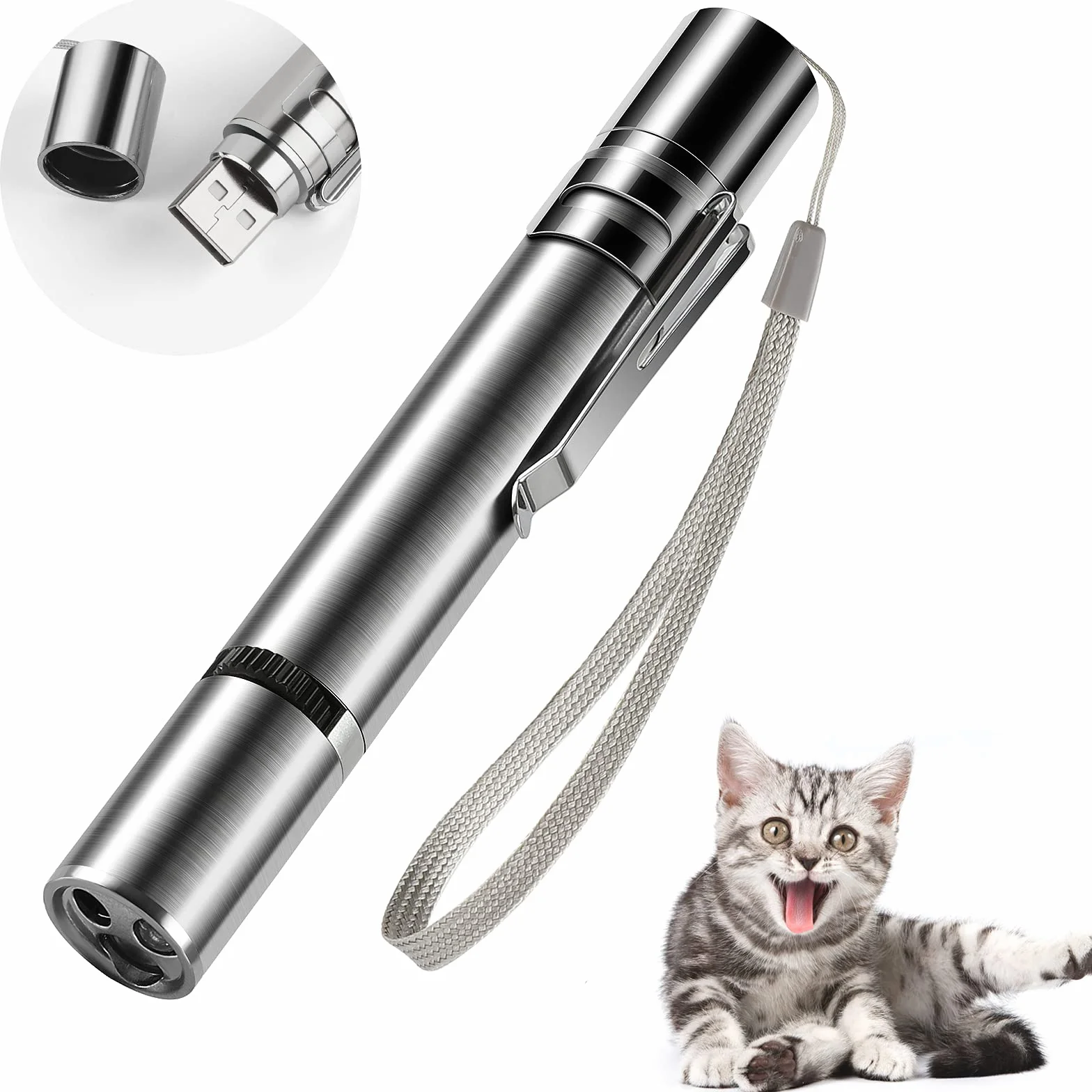Jouet Chat Interactif avec LED, Intelligence Électrique Jouets Chats Rechargeable USB