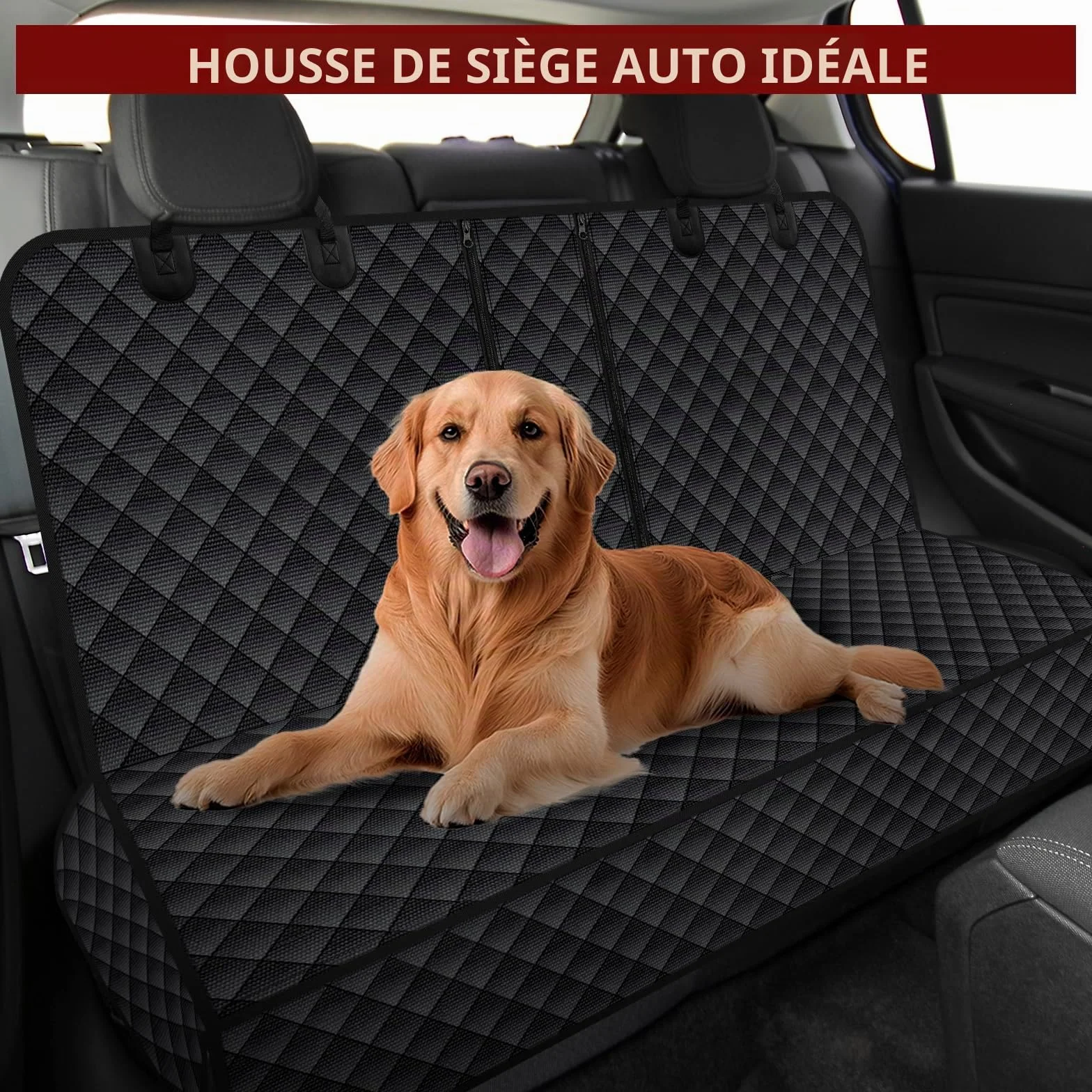 Housse de siège de voiture pour chien VAGCARS, imperméable, résistante aux rayures, avec 1 laisse élastique pour chien, 135x118 cm, Housse universelle pour siège arrière de voiture pour camions