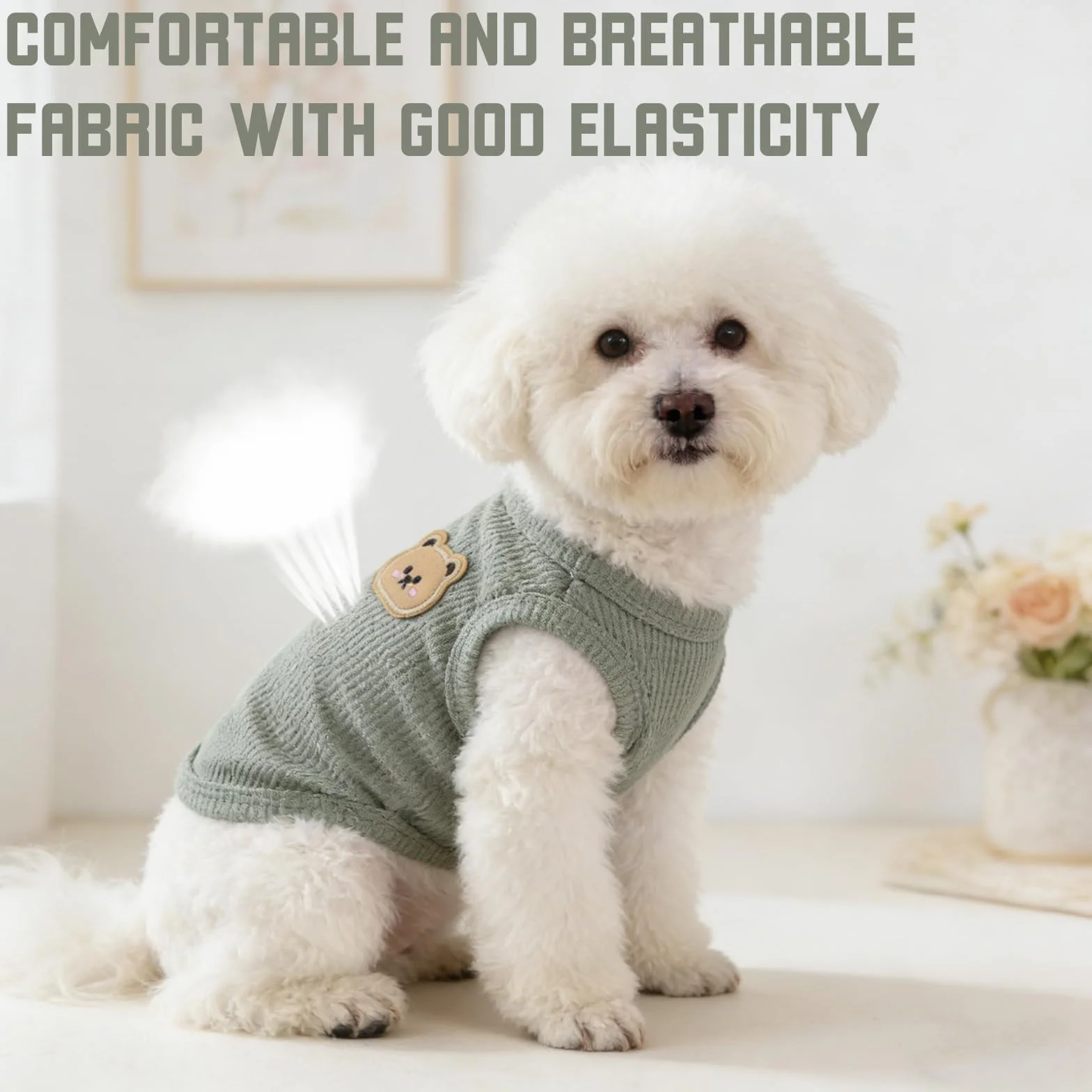 Body Chien Post Operatoire Respirant D'Été sans Manches pour Petits Chiens et Chats, Vert (M)