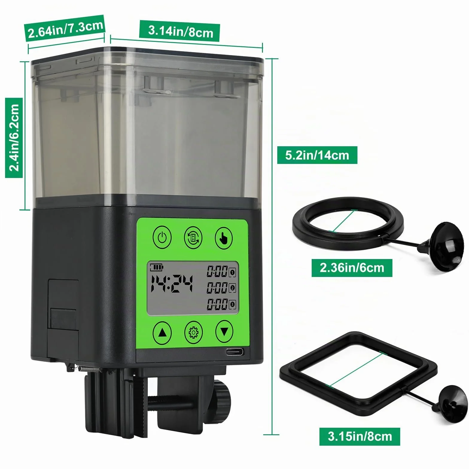Distributeur automatique de nourriture pour poissons rechargeable USB 320 ml écran LCD résistant à l'humidité