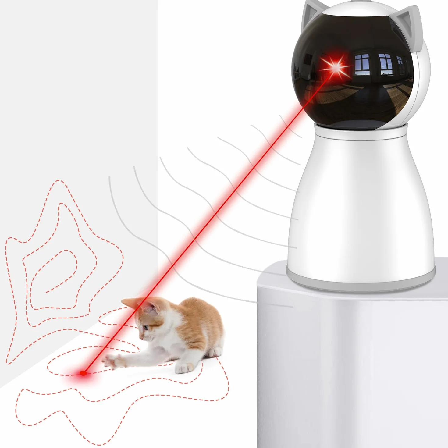 Petiepaw Jouet pour Chat Laser Automatique Rechargeable avec Trajectoire Aléatoire, Interactif pour Intérieur