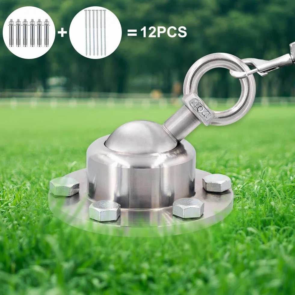 Piquet pivotant à 360° pour chien - Piquet robuste et antirouille - Peut supporter 453,6 kg - Pour cour, camping - Argenté