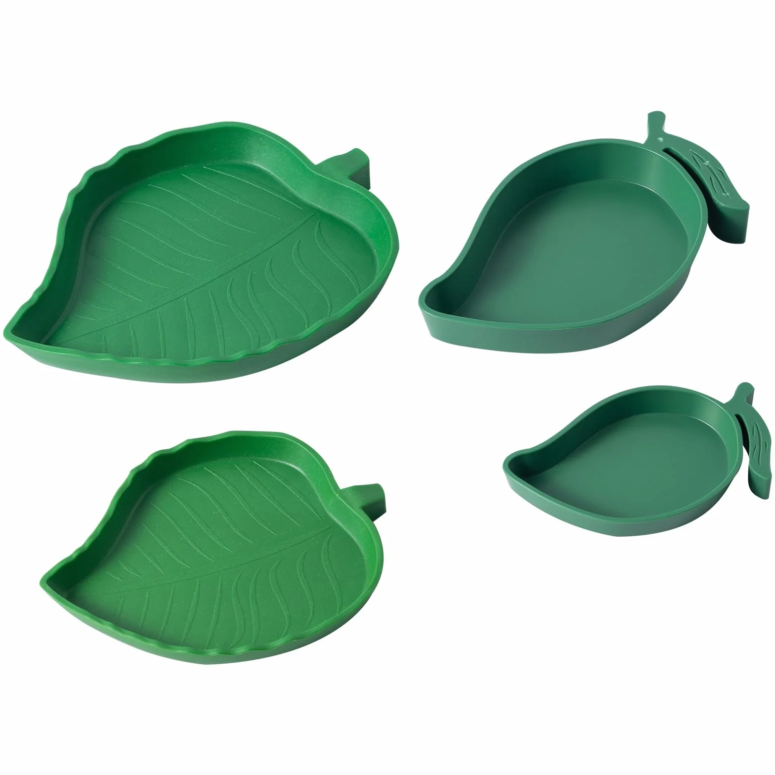 Plat Forme de Mangue et Feuille Bols Nourriture Plastiques pour Reptiles Lézards Escargots Facile à Nettoyer, 4 Tailles