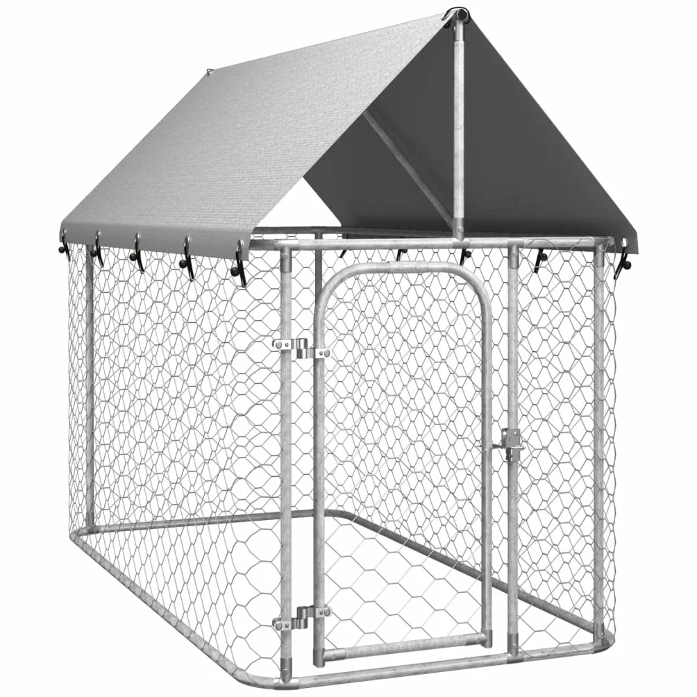 Chenil d'extérieur pour Chien en Métal avec Toit 200x100x150 cm