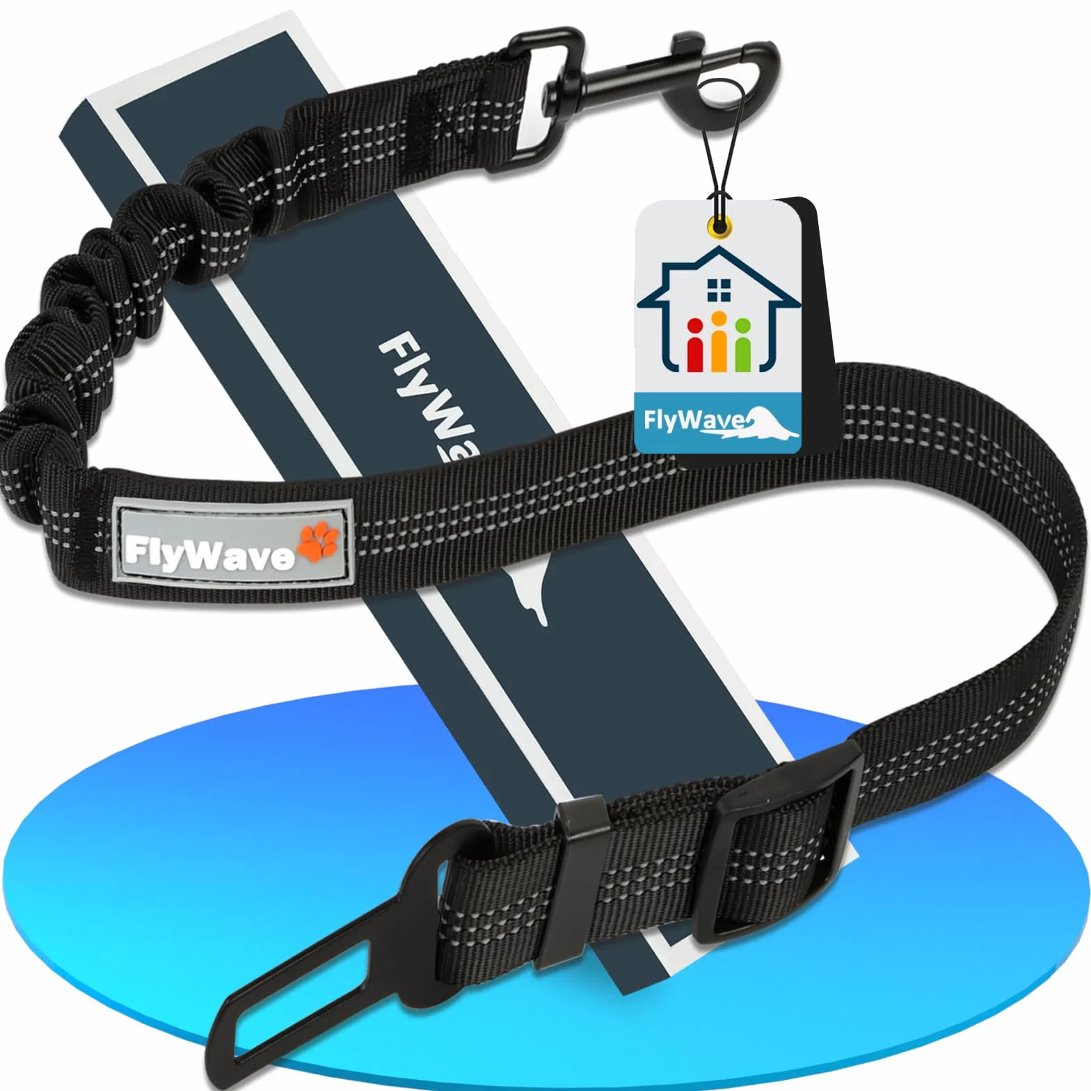 FlyWave Ceinture De Sécurité pour Chien Voiture - Réglable, Universelle et Robuste - Pour Tous Types De Chiens | Fermoir en D