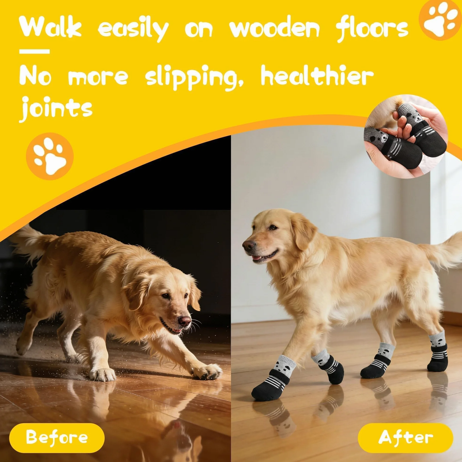 Chaussettes Antidérapantes pour Chien Taille S Protection Pattes Intérieur Réglables Respirantes