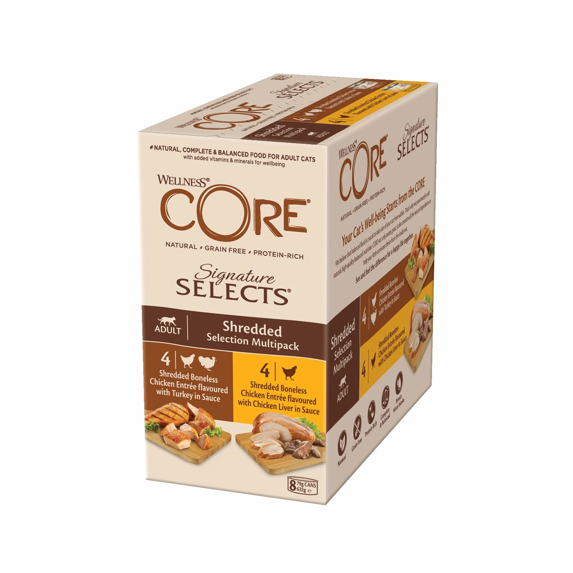 Wellness CORE Signature Selects Multipack Poulet Dinde 8 x 79g pour Chats Adultes sans Céréales