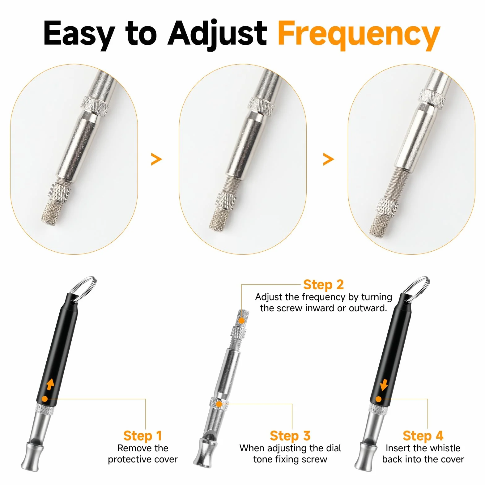 Sifflet Ultrason pour Chien, Sifflet de Dressage Haute Fréquence Réglable avec Lanière, Anti Aboiement Portable