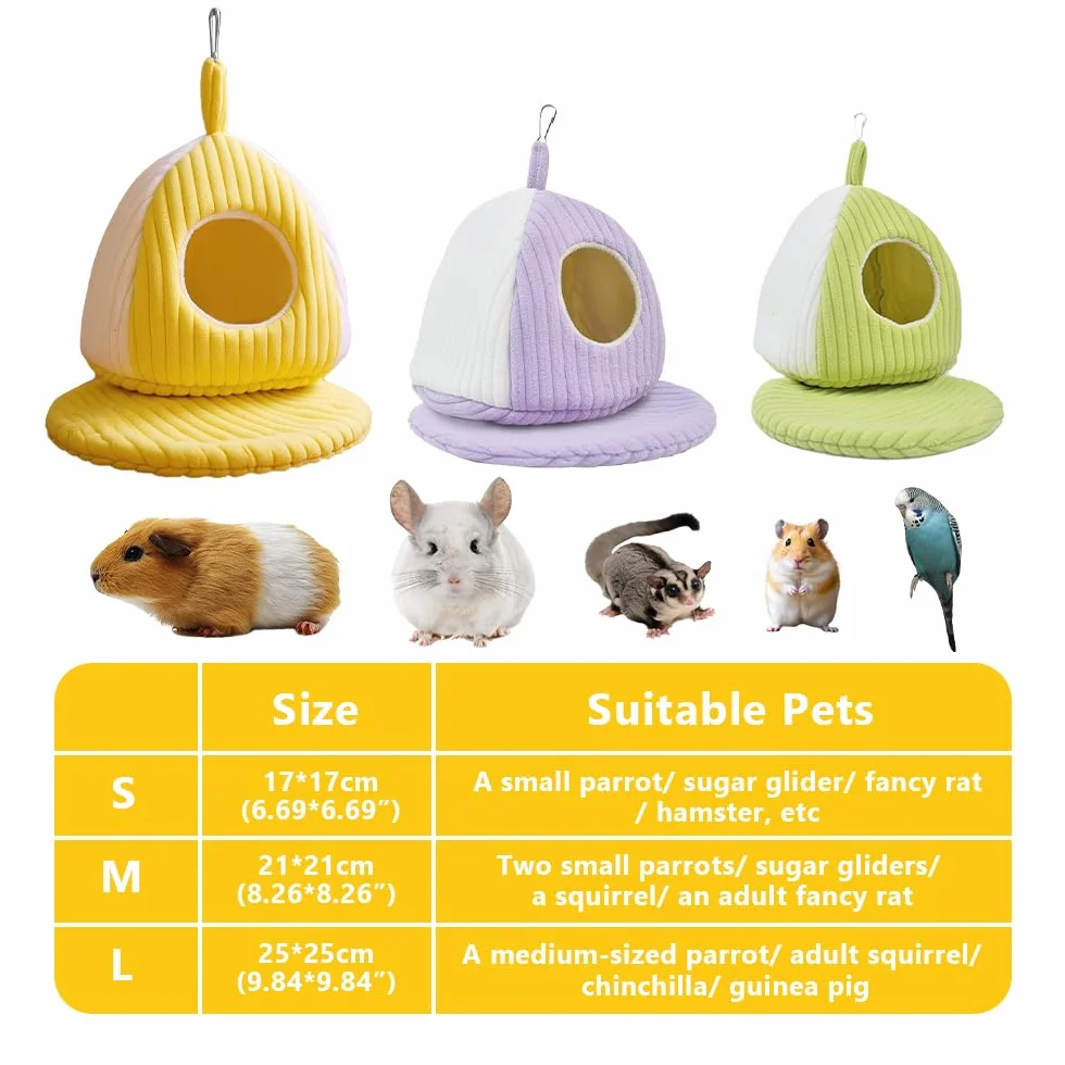 DONGKER Nid d'oiseau chaud pour perroquets avec tapis et anneau de suspension amovible